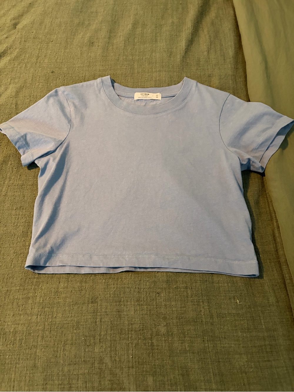 Womens Blue Short Sleeve Tee cropped